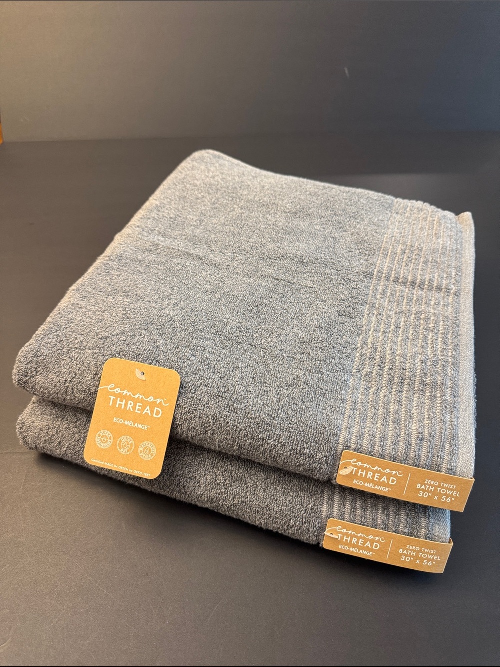 9pc COMMON THREAD Eco-Melange Quick Dry Zero Twist Bath Towel Set - Gray - Picture 10 of 10
